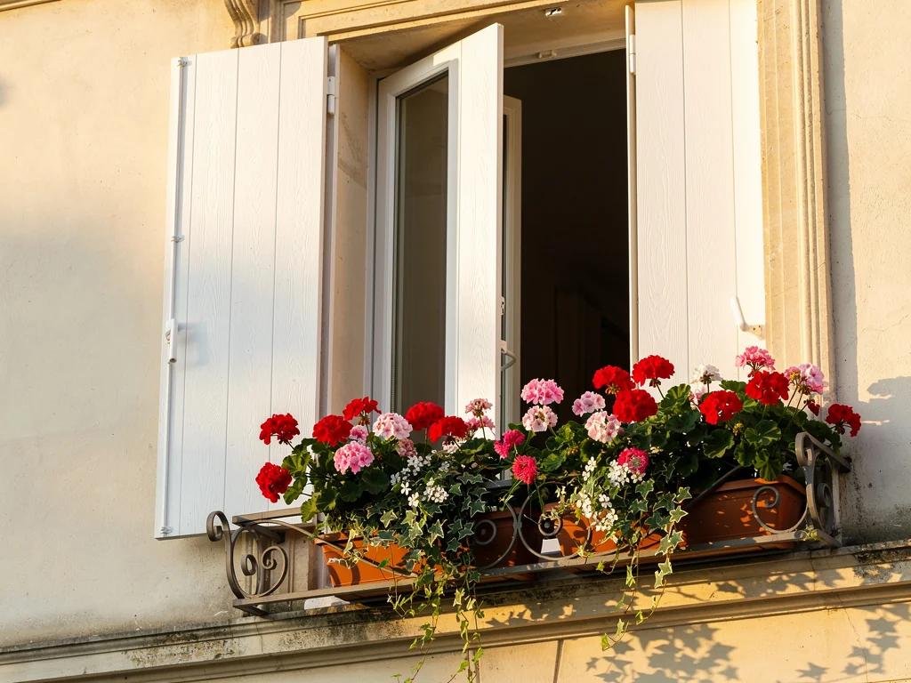 Fenêtres en bois repeintes sur une maison de ville traditionnelle